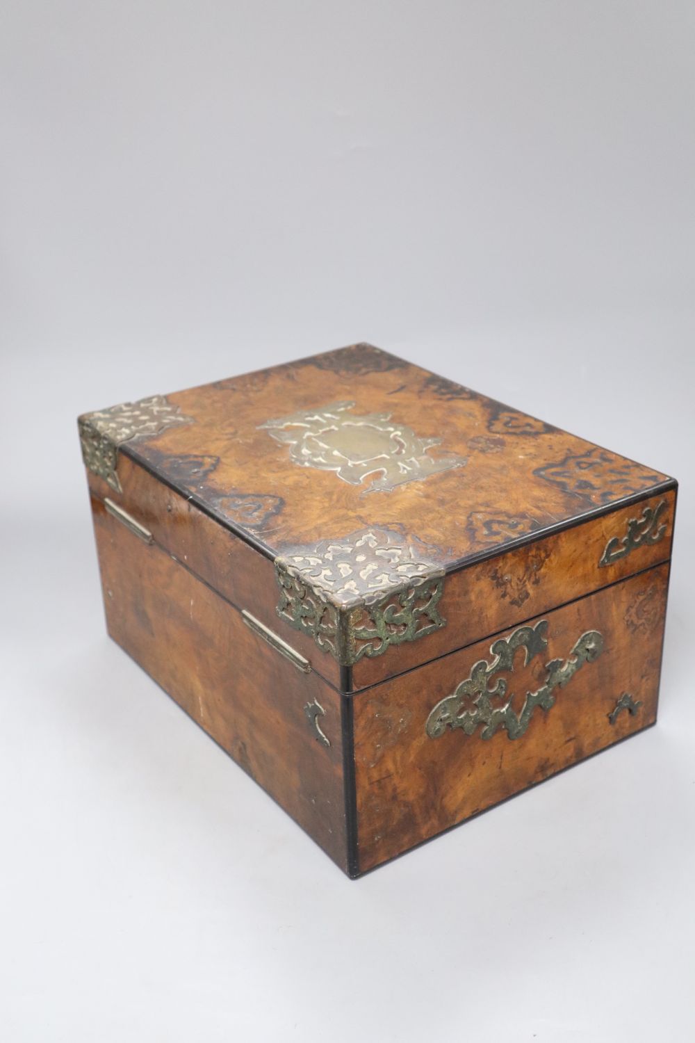 A Victorian walnut brass-mounted box